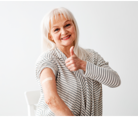 senior woman giving thumbs up